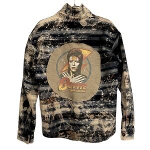 DAVID BOWIE ONE OF A KIND upcycled flannel shacket jacket creation by Rachelle